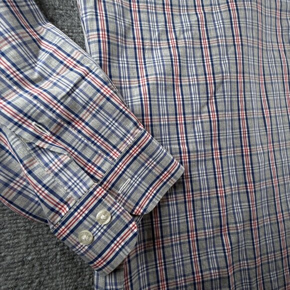 Brooks Brothers Large Regent Gray Red Plaid Button Up Shirt Long Sleeve Supima - Picture 10 of 12